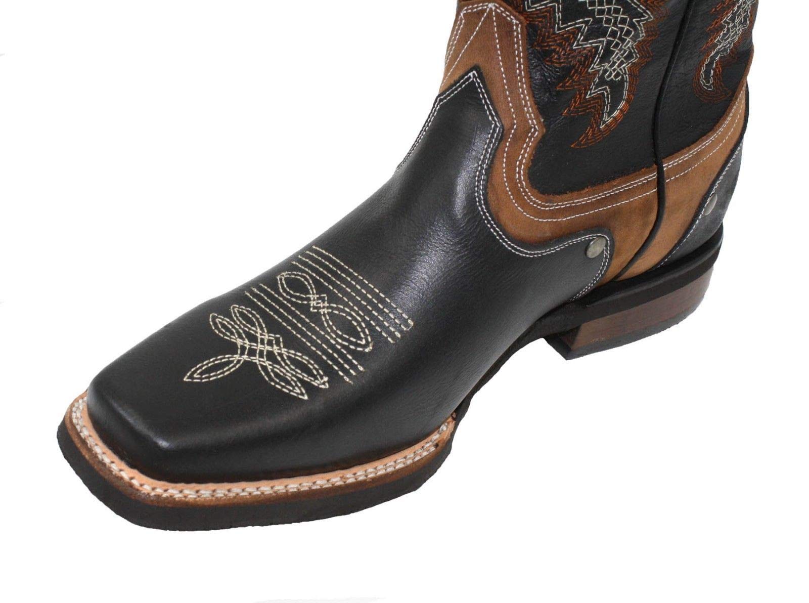 Dona Michi Men's Genuine Leather Rodeo Cowboy Boots - Western Square Toe Boots for Rodeo, Country Dancing & Outdoor Adventures - Style 940