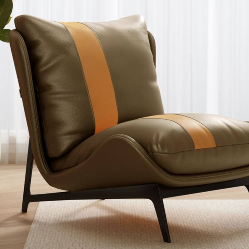 Minimalist Striped Side Chair with Cushion Back - Gray/Auburn/Citrus Reclining Accent Chair for Living Room, Bedroom or Office