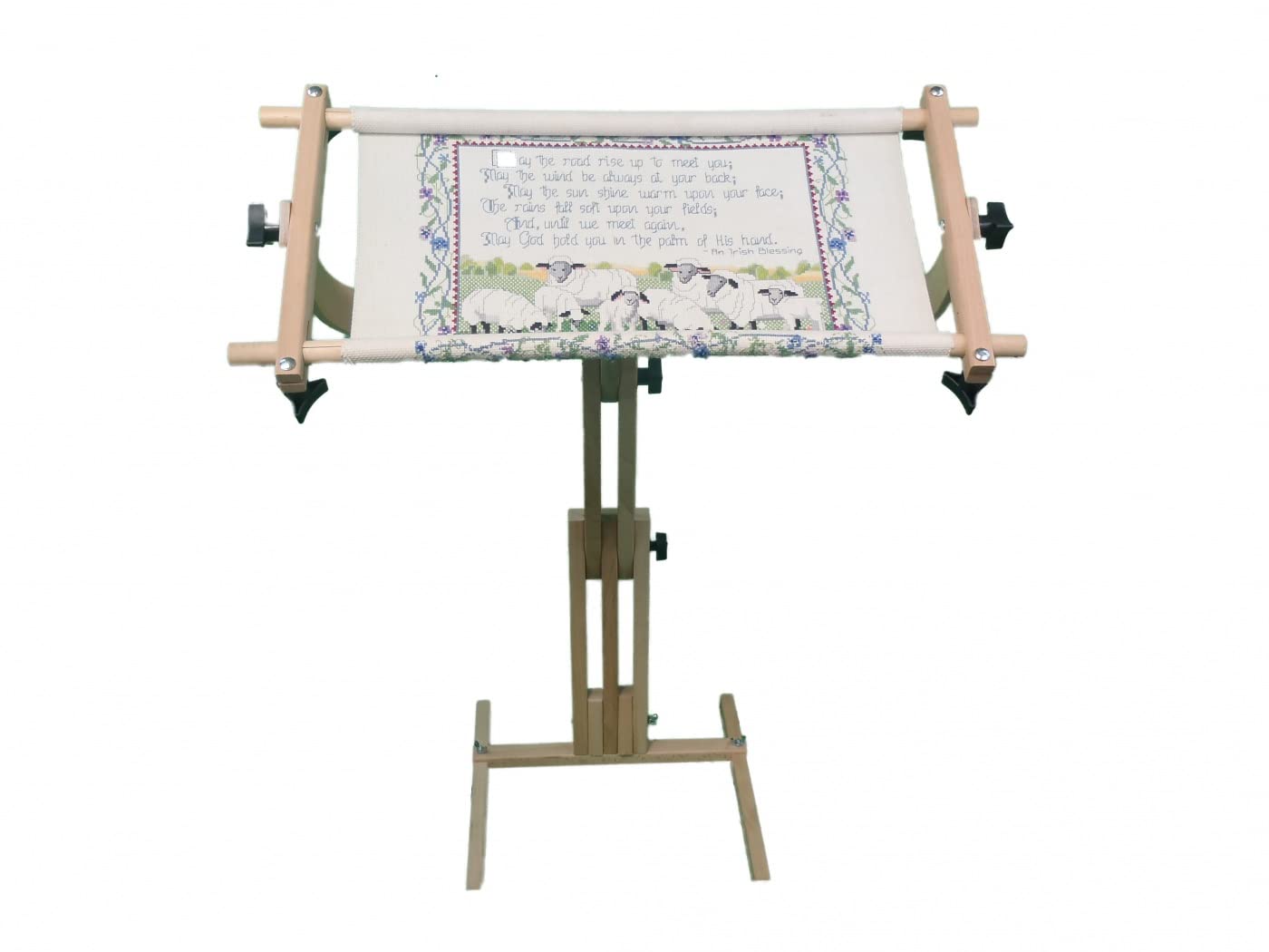 Frank A. Edmunds Stitcher's Wonder! Floor Stand Scroll Frame for Embroidery & Needlework - Adjustable Wooden Frame for Cross Stitch, Tapestry & Handcraft Projects - Perfect Home Decor & Gift Idea