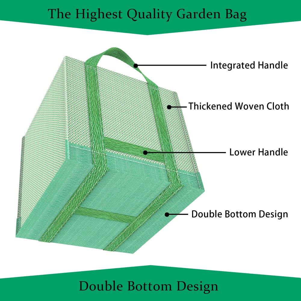 32 Gallons Heavy Duty Reusable Garden Waste Bags - 2 Pack Yard Leaf Bags with Reinforced Handles for Lawn, Leaf & Bush Trimming | Durable Outdoor Gardening Collection Bags for Fall Cleanup & Yard Maintenance