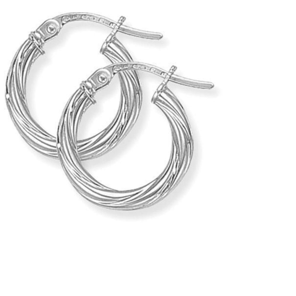 9ct White Gold Twisted Hoop Earrings for Women - Elegant & Durable Jewelry for Everyday Wear, Parties & Special Occasions