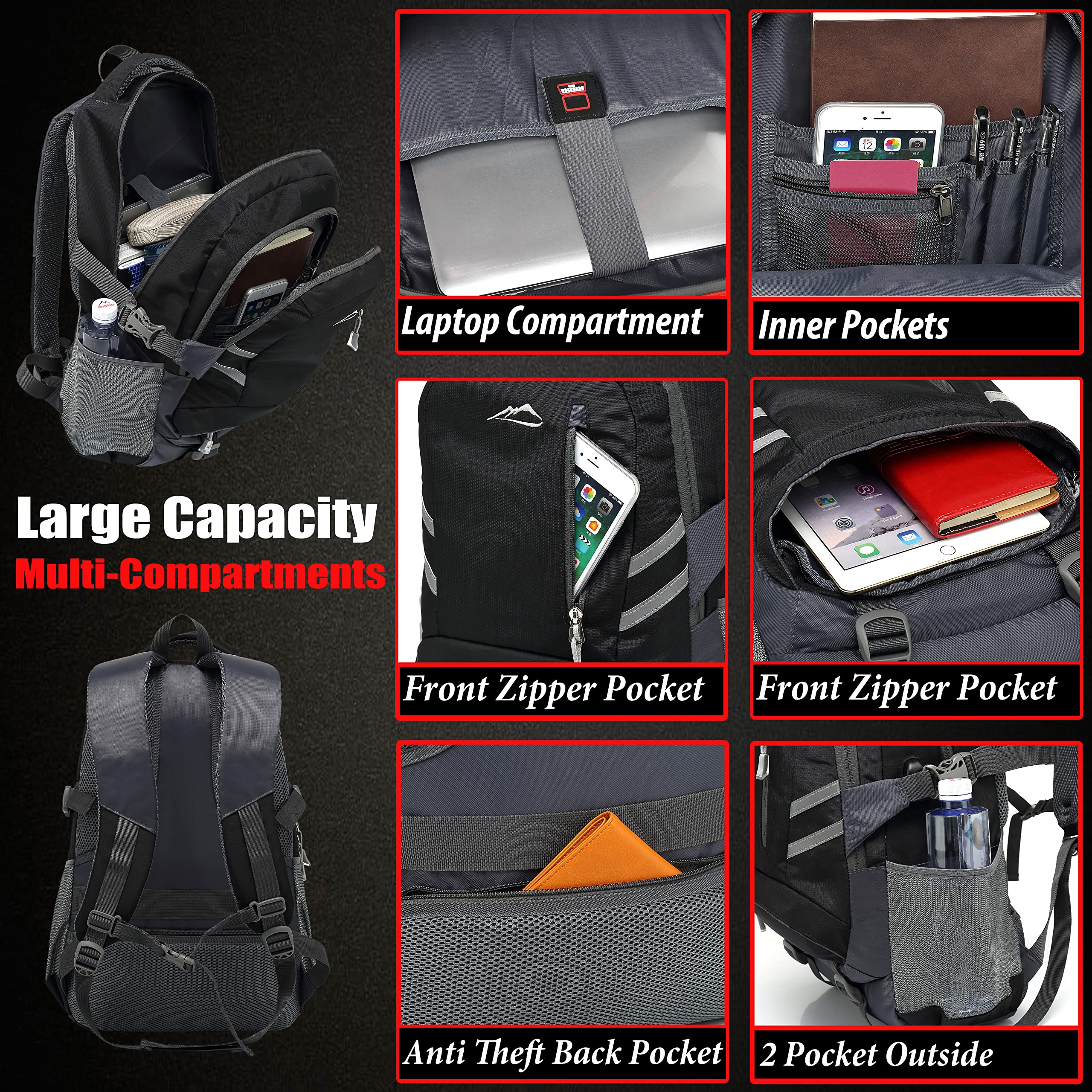 15.6 Inch Laptop Backpack for School, College & Travel - Anti-Theft USB Charging Bookbag with Multiple Compartments - Perfect Gift for Men & Women (Blue & Grey) - Ideal for Students, Commuters & Business Professionals
