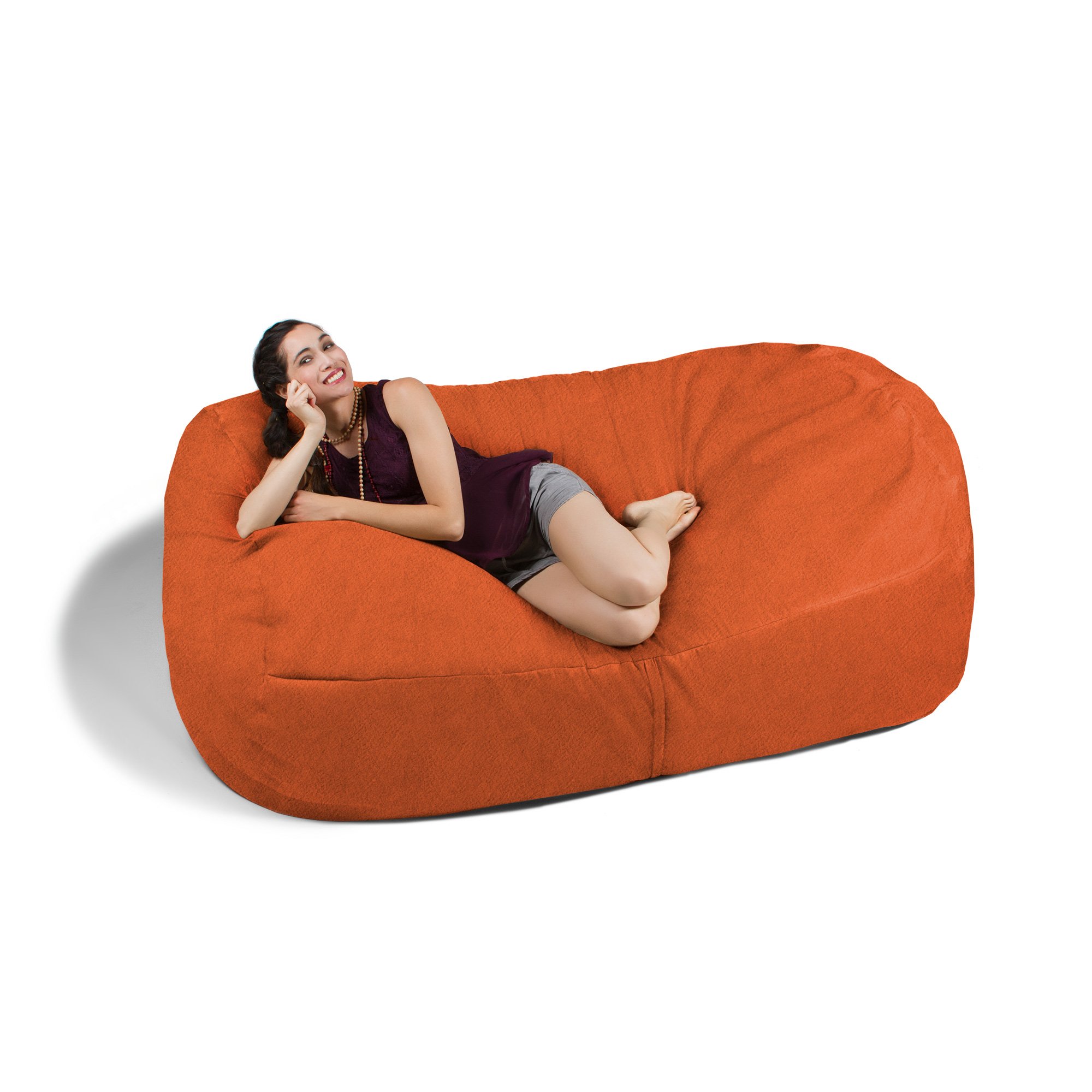 Jaxx 7 Foot Oversized Bean Bag Sofa Chair - Ultra Soft Mandarin Orange Lounger for Living Room, Bedroom, Game Room & Dorm Comfort (Perfect for Movie Nights, Gaming & Relaxation)