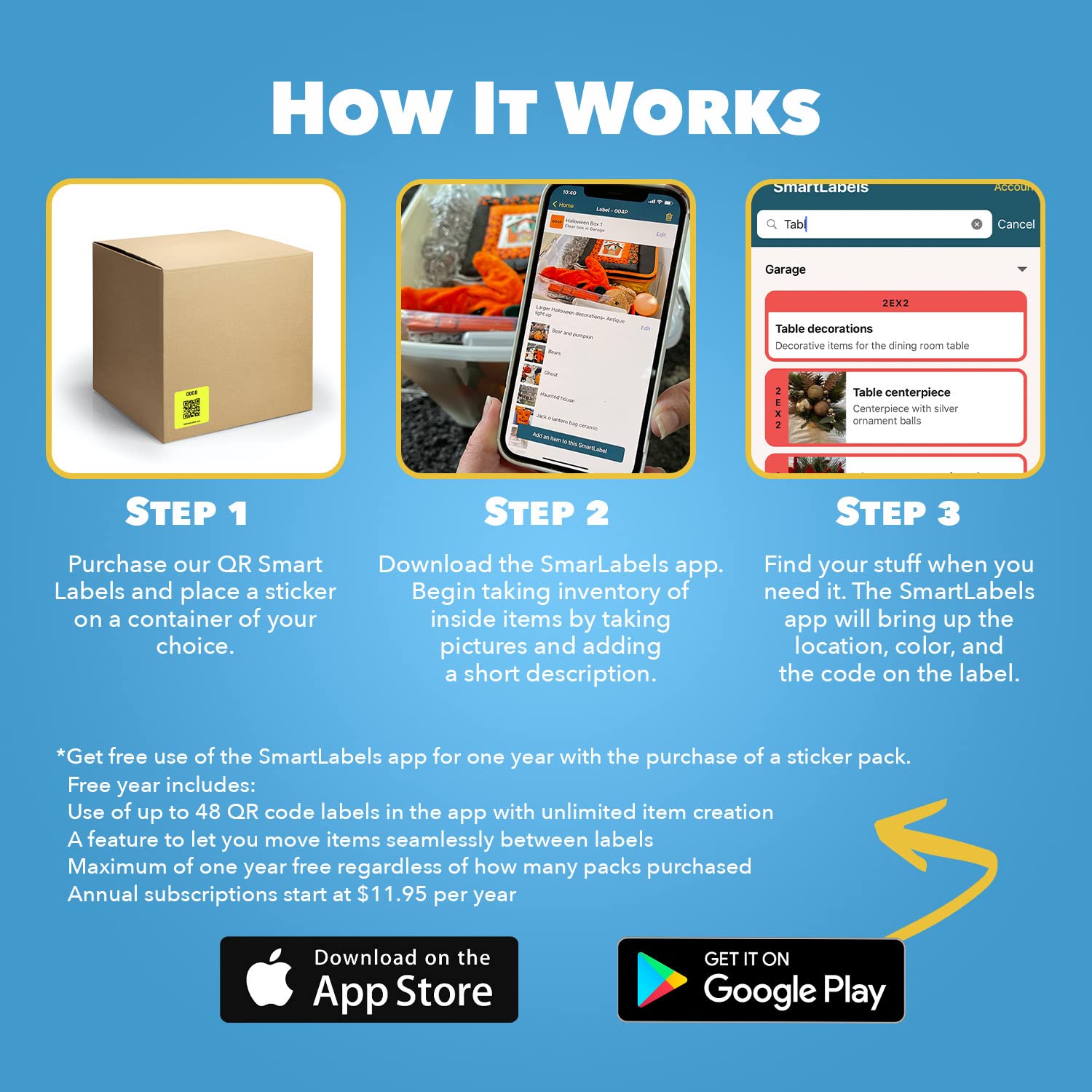 48 Pack Smart QR Code Stickers for Storage & Inventory Tracking - Made in USA | Organize Storage Units, Moving Supplies & App Inventory Management | Perfect for Home Organization, Warehouse Labeling & Business Asset Tracking