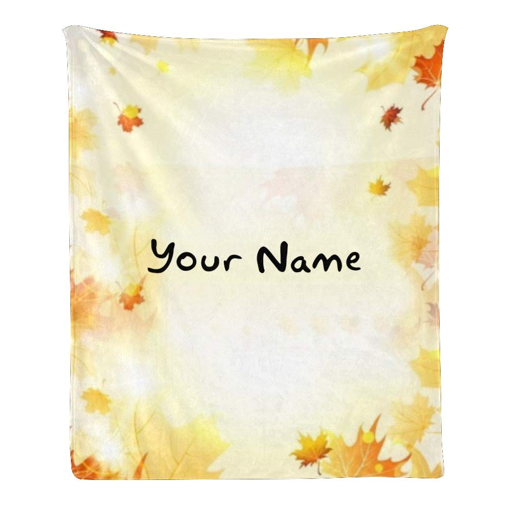 Personalized Autumn Leaf Fleece Throw Blanket - Custom Name Text, Super Soft 50x60 Inch Blanket for Couch, Sofa & Bed - Perfect for Cozy Fall Evenings & Gift Giving