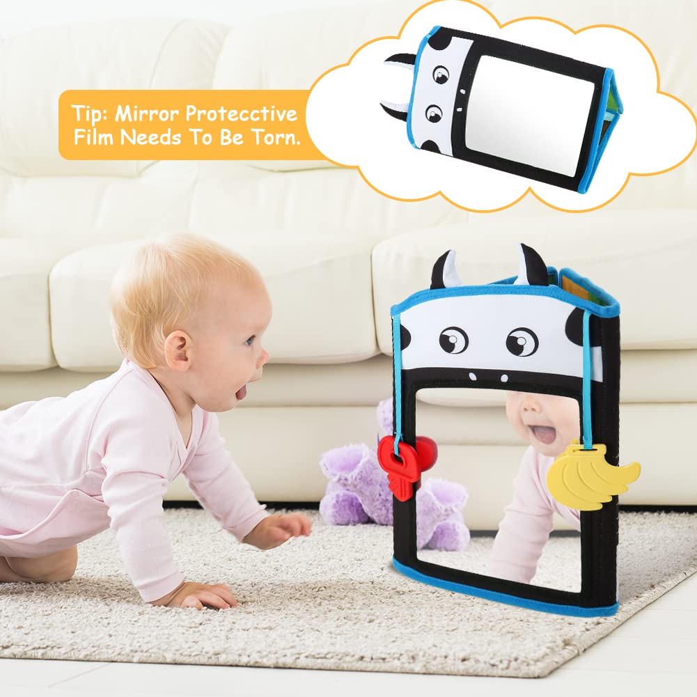 Teytoy Black and White High Contrast Tummy Time Mirror & Sensory Toy for Newborns 0-3 Months - Baby Teether, Crinkle Paper Mat for 4-12 Month Olds - Perfect for Infant Sensory Development and Playtime
