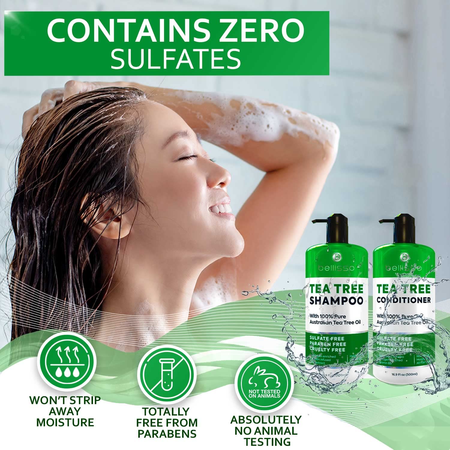 Tea Tree Shampoo and Conditioner Set with 100% Pure Australian Tea Tree Oil - Anti Dandruff Treatment for Dry Scalp - Sulfate & Paraben Free with Keratin, Vitamin B5 & Collagen - For Women & Men - Perfect for Daily Hair Care & Scalp Refreshment