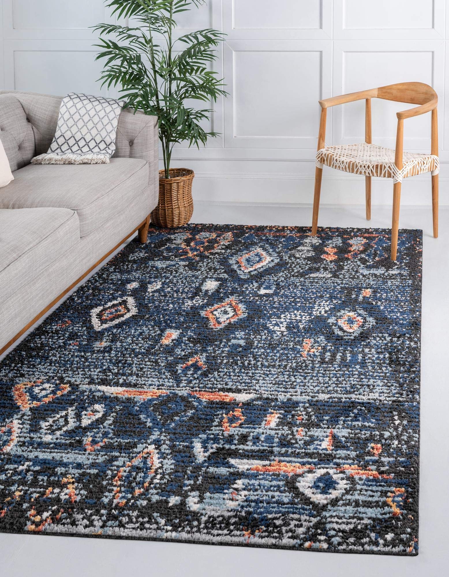Premium Handmade Moroccan Rug – 9' x 12' Navy Blue High-Pile Area Rug for Living Room, Dining Room & Bedroom | Soft Plush Carpet for Home Decor, Floor Covering & Cozy Spaces | Durable & Stylish for High-Traffic Areas