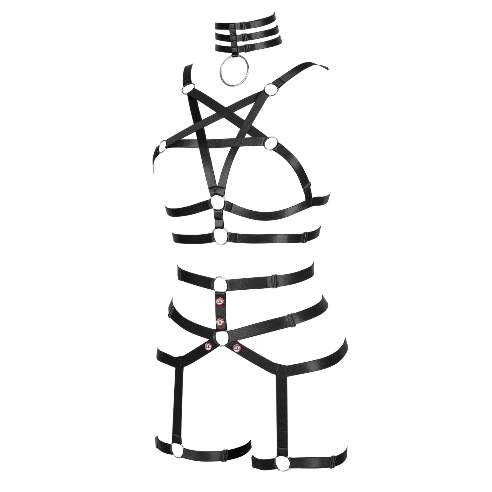 Sexy Women's Punk Body Harness Lingerie Set - Strappy Waist Garter Belt & Cage Rave Bras for Boudoir, BDSM, and Festival Outfits