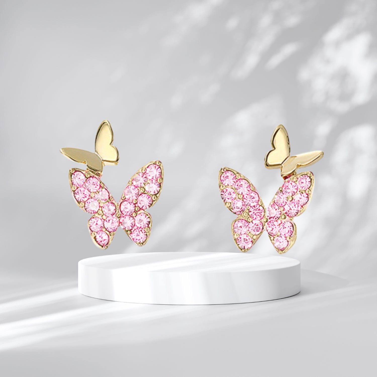 Sparkle Glass Crystal Gemstone Butterfly Stud Earrings for Women - Elegant Anniversary & Birthday Jewelry Gifts - Perfect for Parties, Weddings, and Special Occasions