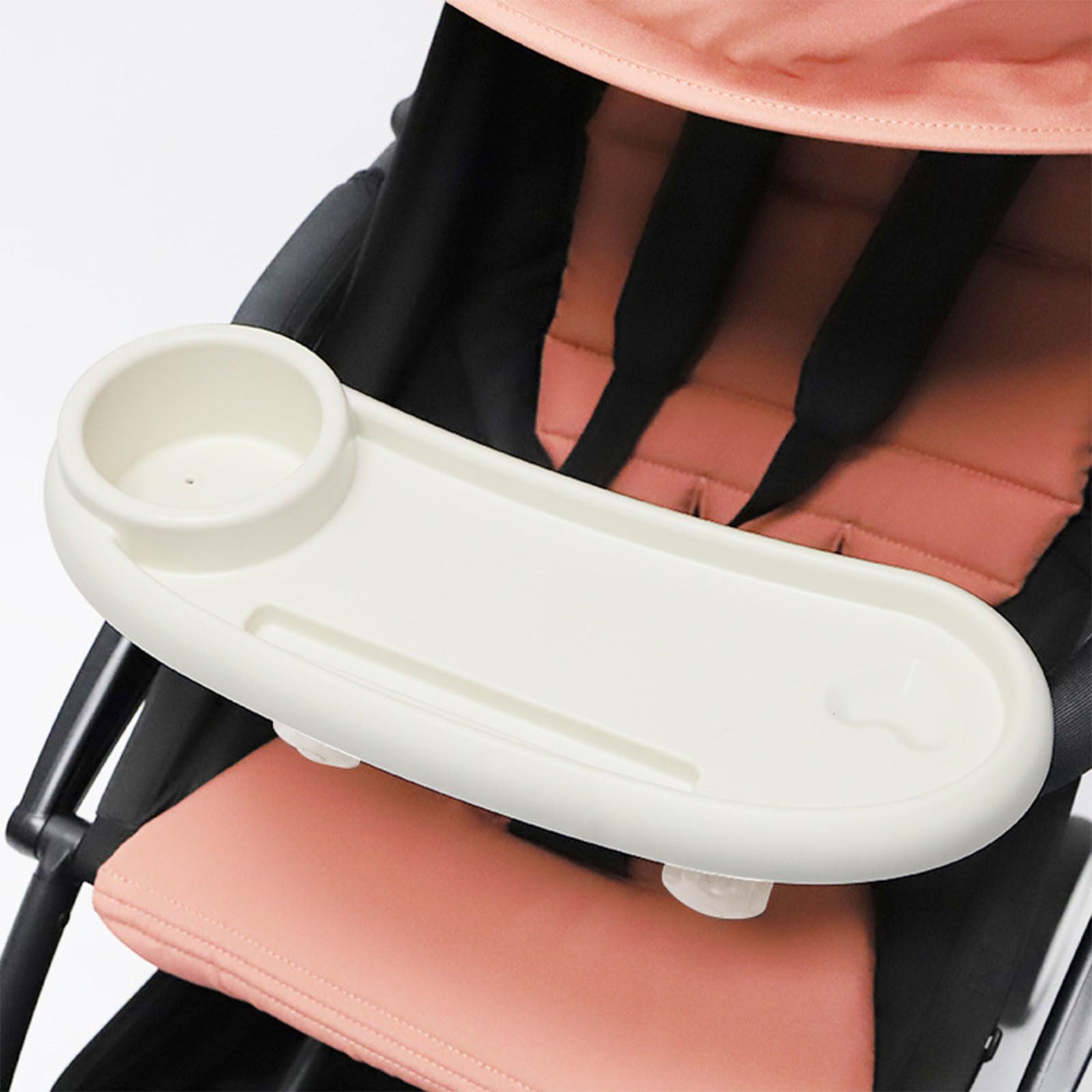 Universal Stroller Tray with Hooks - Snack Tray Attachment with Cup Holder for Baby Strollers - Easy Installation & Durable Design - Perfect for Snacks, Drinks & Toys While Strolling in Park or Shopping