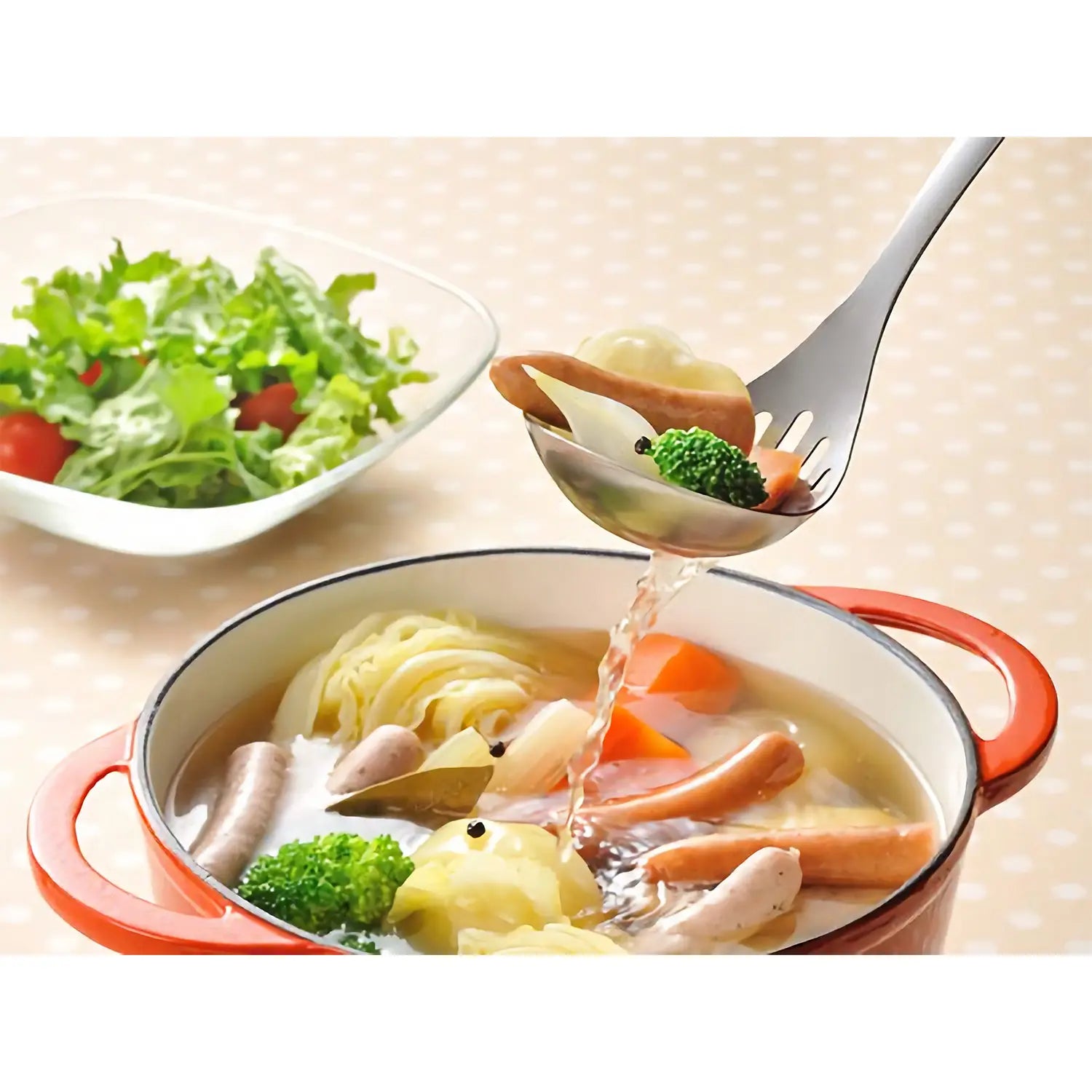 Stainless Steel Drainer Ladle - Kitchen Strainer Spoon for Soup, Pasta & Cooking - Perfect for Draining, Serving & Meal Prep