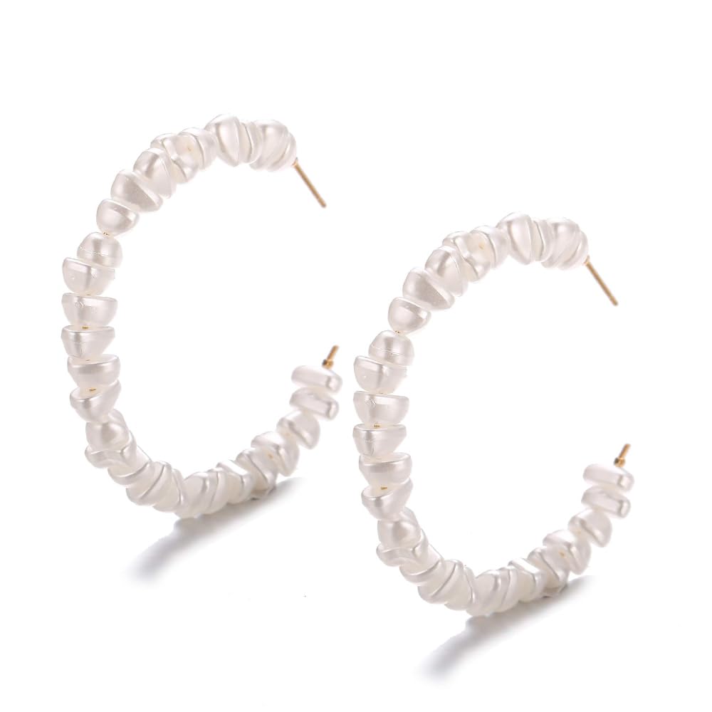 Wiwpar Pearl Hoop Earrings - Elegant Circle Dangle Drop Earrings with Imitation Pearls for Women | Perfect for Weddings, Parties & Everyday Wear (Style 5)