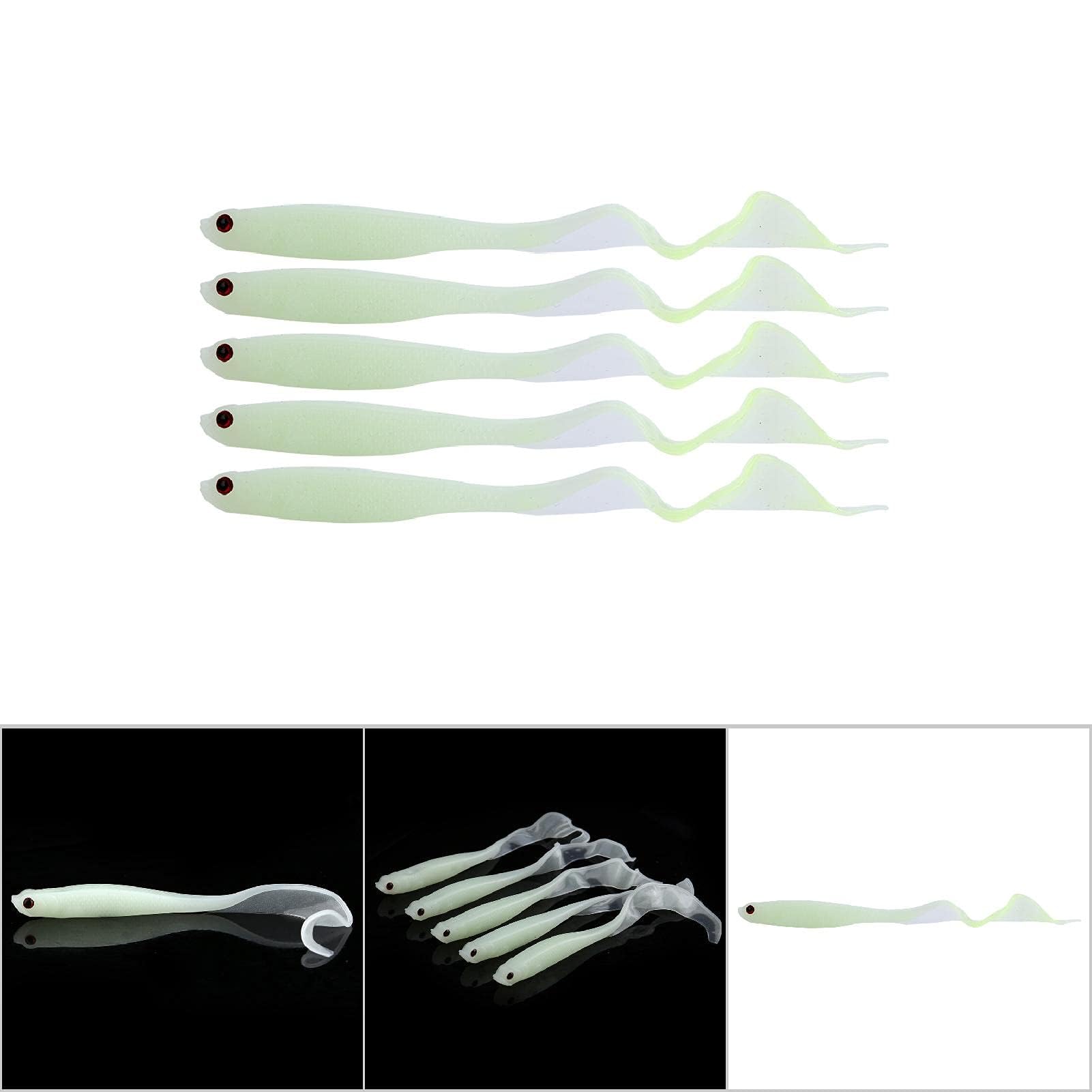HERCHR 5Pcs Soft Fishing Lures - 13cm PVC Artificial Paddle Tail Swimbaits for Saltwater & Freshwater Fishing - Ideal for Bass, Trout, and Walleye - Perfect for Kayak, Boat, and Shore Fishing