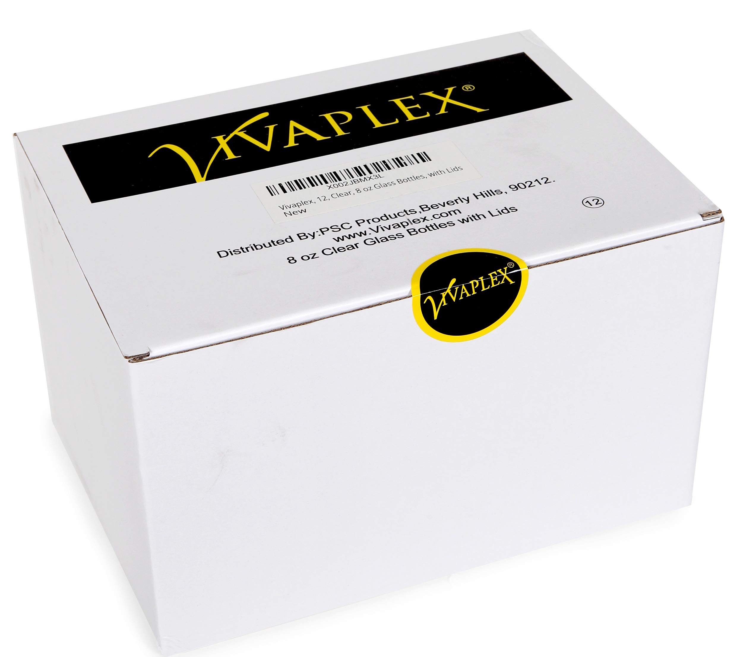 Vivaplex 12-Pack Clear 8 oz Glass Bottles with Lids - Perfect for Essential Oils, DIY Beauty Products & Homemade Spices Storage