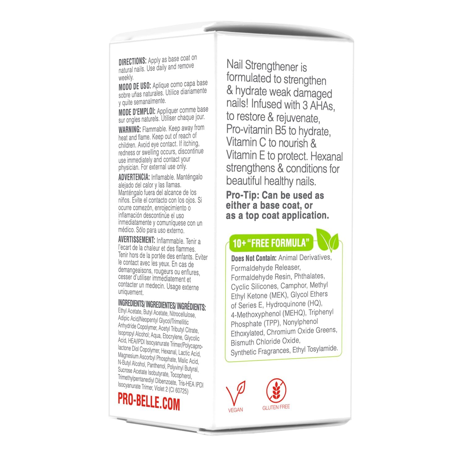 Probelle Nail Strengthener & Growth Treatment - Natural Clear Nail Polish for Repairing Damaged & Thin Nails | Stops Splits, Chips & Cracks | Strengthens & Conditions Nails | Perfect for Weak, Brittle Nails & Nail Care Routine