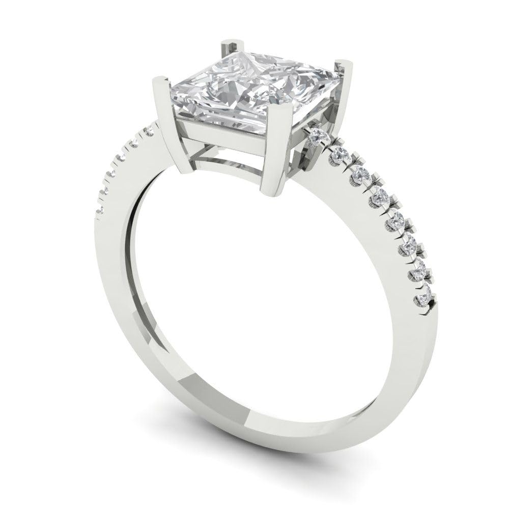 1.66 ct Princess Cut Moissanite Engagement Ring for Women - 14k White Gold Solitaire Bridal Ring - Anniversary & Wedding Jewelry Gift - Perfect for Proposals, Engagements & Special Occasions