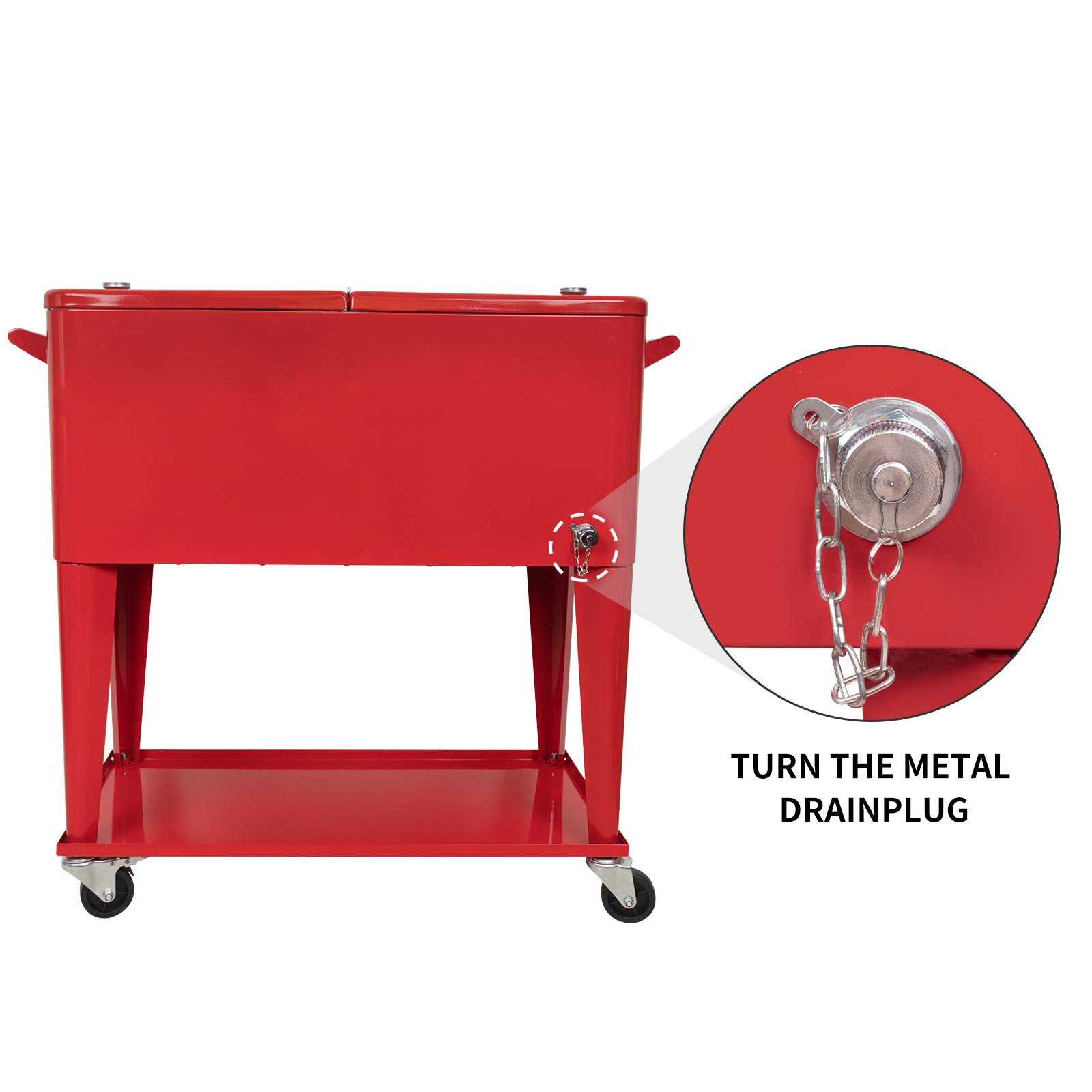 **SHAREWIN 80 QT Rolling Cooler Cart - Portable Ice Chest for Outdoor, Patio, Deck & Backyard Parties - Wheeled Beverage Cooler with Shelf & Bottle Opener - Perfect for BBQs, Camping & Tailgating**