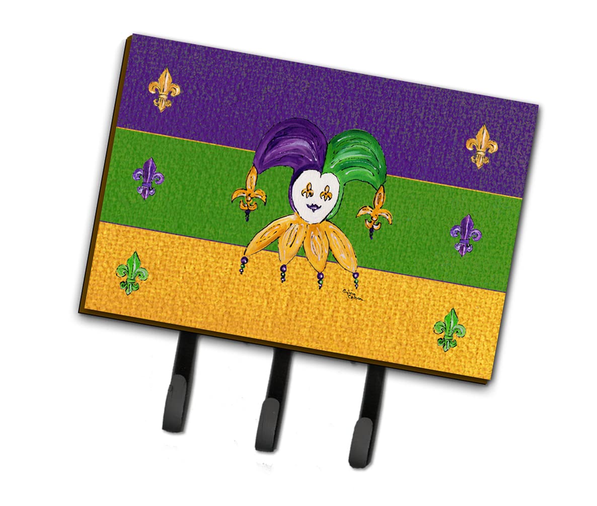 Caroline's Treasures 8386TH68 Mardi Gras Wall Hook Organizer - Multi-Purpose Key Holder, Coat Rack & Leash Hanger for Home Entryway, Kitchen & Bathroom - Perfect for Hanging Keys, Towels, Aprons & Pet Leashes