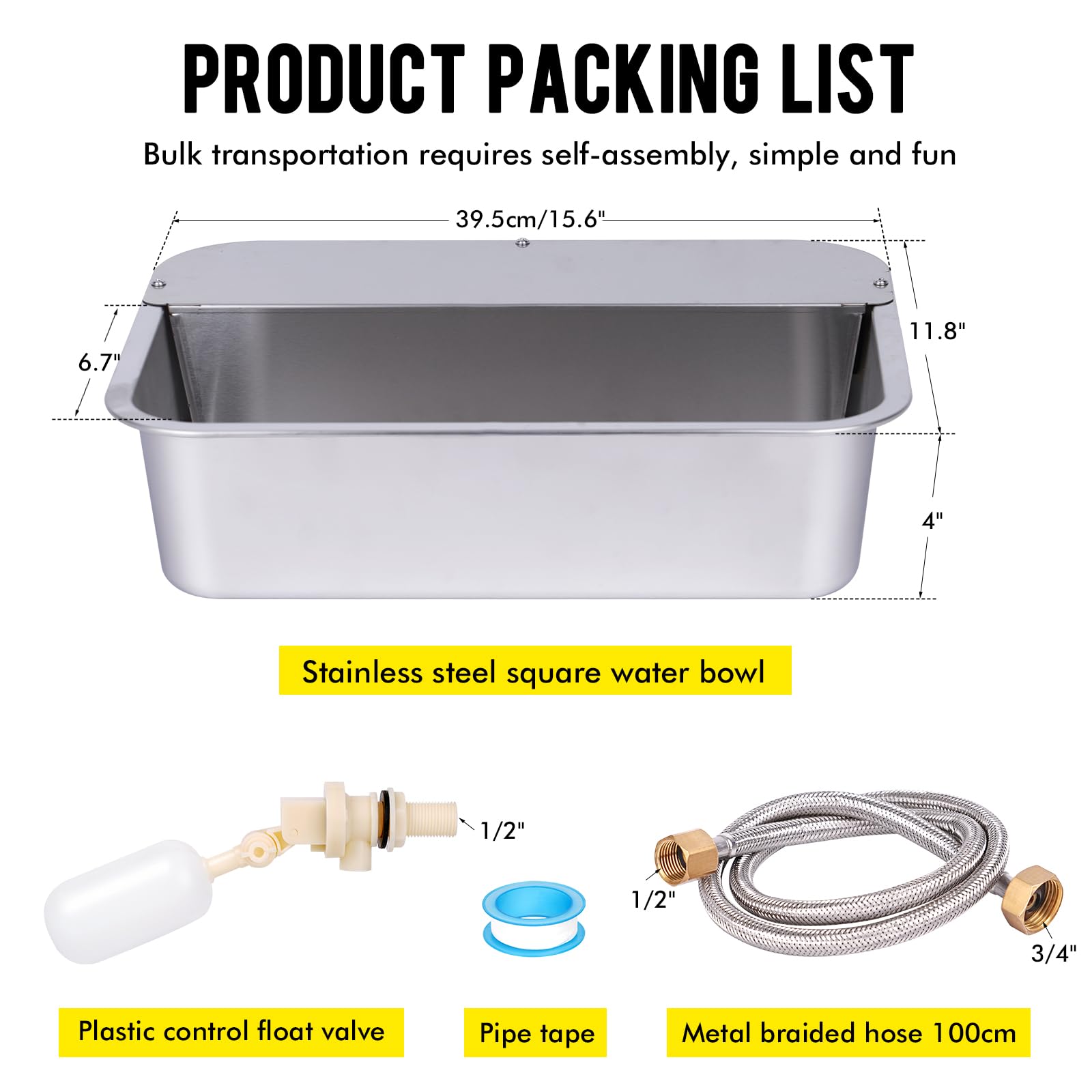 **3 Gallon Automatic Dog Water Bowl Dispenser - Stainless Steel Large Pet Waterer for Big Dogs, Cats, Livestock & Chickens (15.7