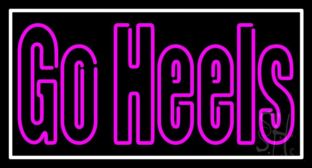 Pink Go Heels LED Neon Sign 20x37 Inches - Black Square Acrylic Backing with Dimmer, Bright Premium Indoor Neon Light for Store Decor & Shop Front - Perfect for Bar, Cafe, Retail Display & Wall Art