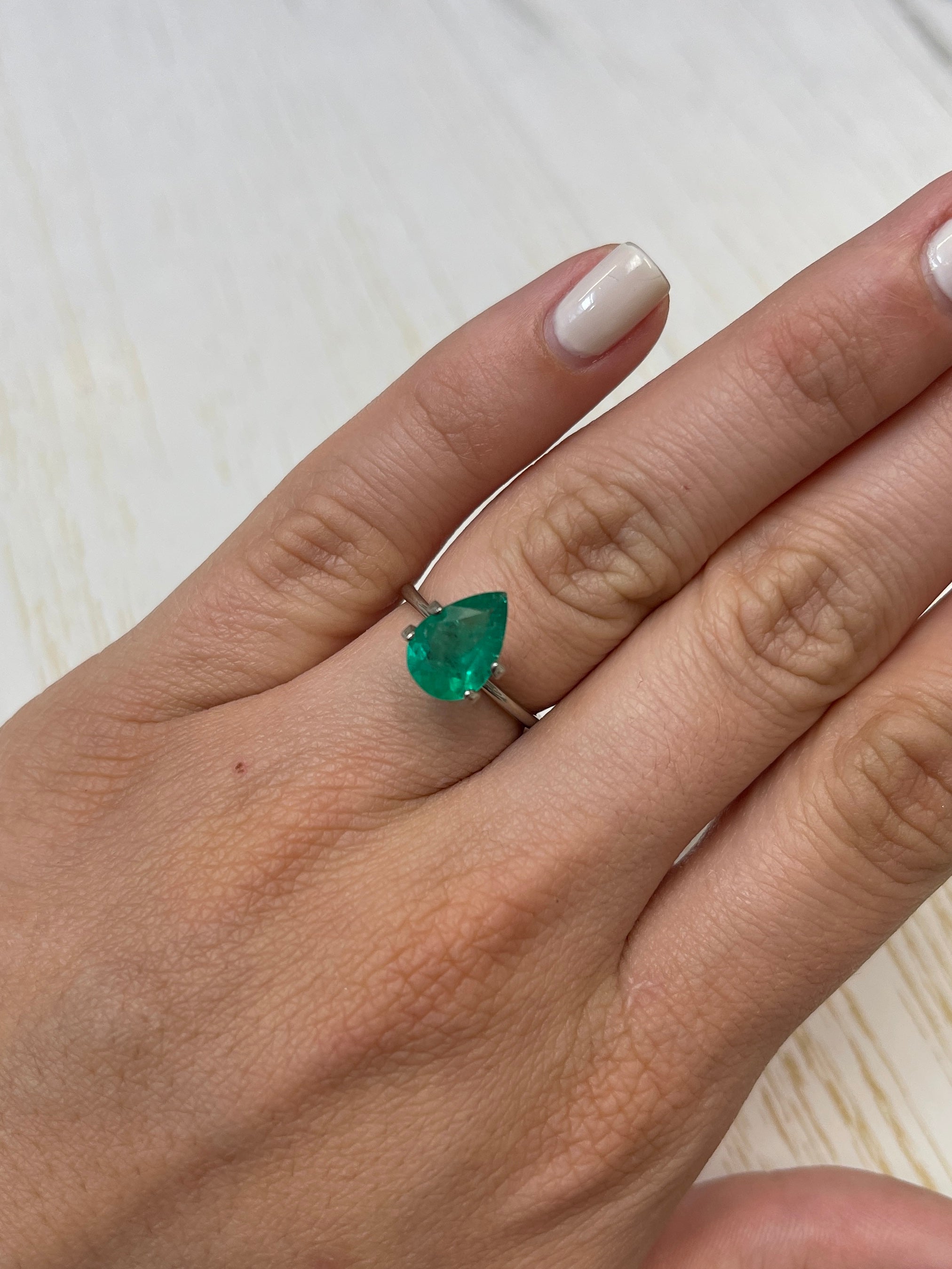 1.87 Carat Vivid Green Natural Loose Colombian Emerald Pear Cut Gemstone for Jewelry Making & Engagement Rings