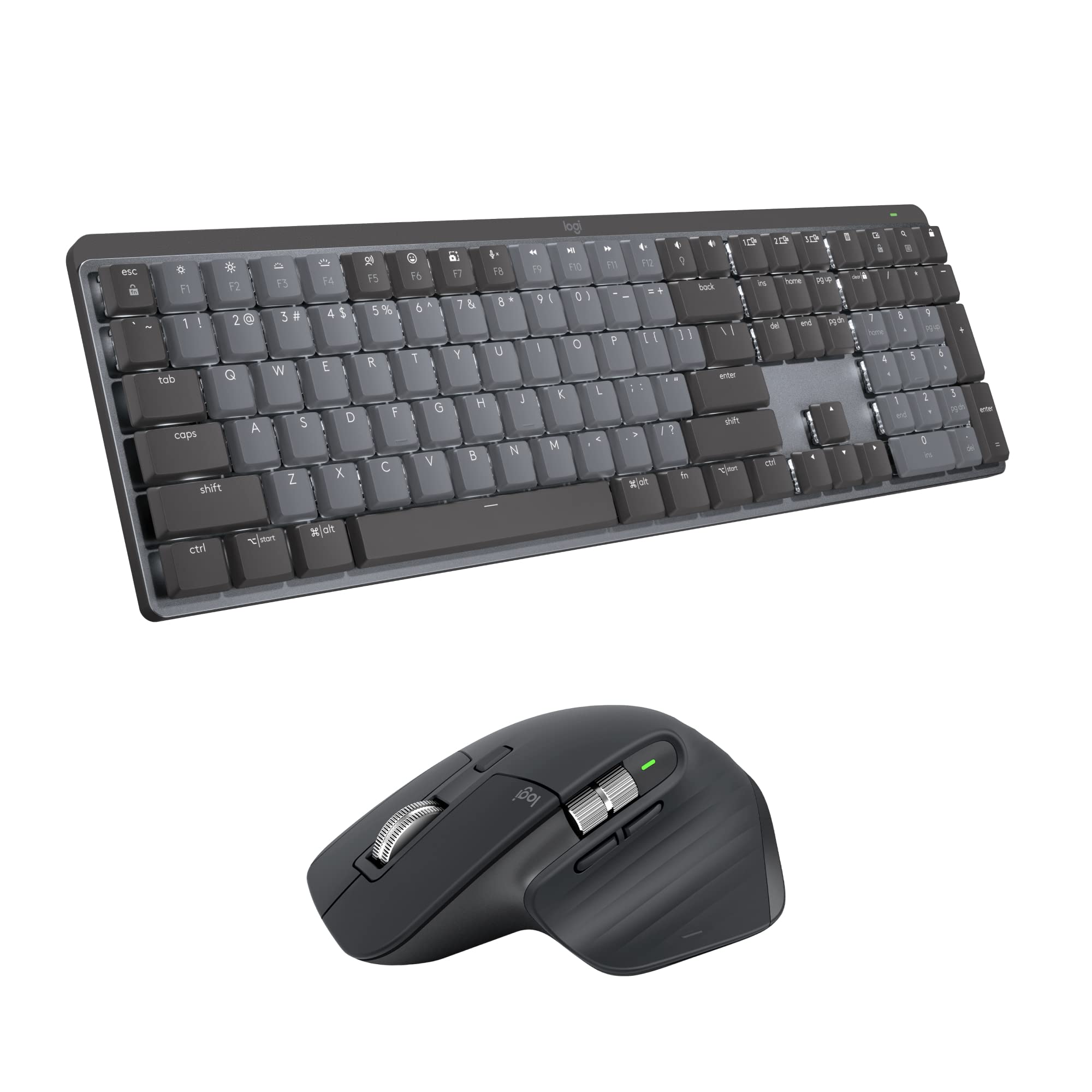 Logitech MX Mechanical Full-Size Wireless Illuminated Keyboard with Linear Switches & MX Master 3S Performance Wireless Mouse Bundle - Compatible with macOS, Windows, Linux, iOS, Android - Perfect for Office Work, Gaming, and Creative Professionals