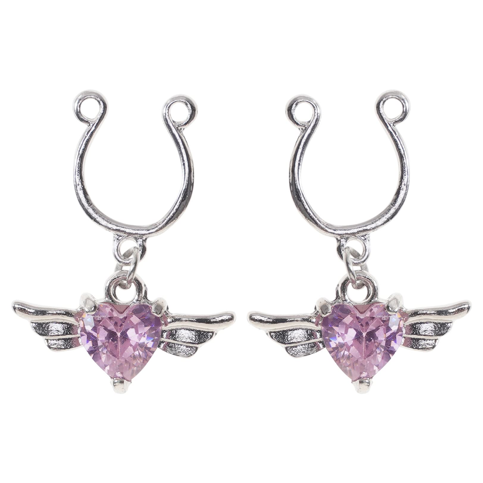 Renvena Dangle Nipple Rings - Crystal Stainless Steel Body Piercing Jewelry for Women | Hypoallergenic Nipple Bars with Guard Rings | Perfect for Parties, Clubs and Intimate Wear