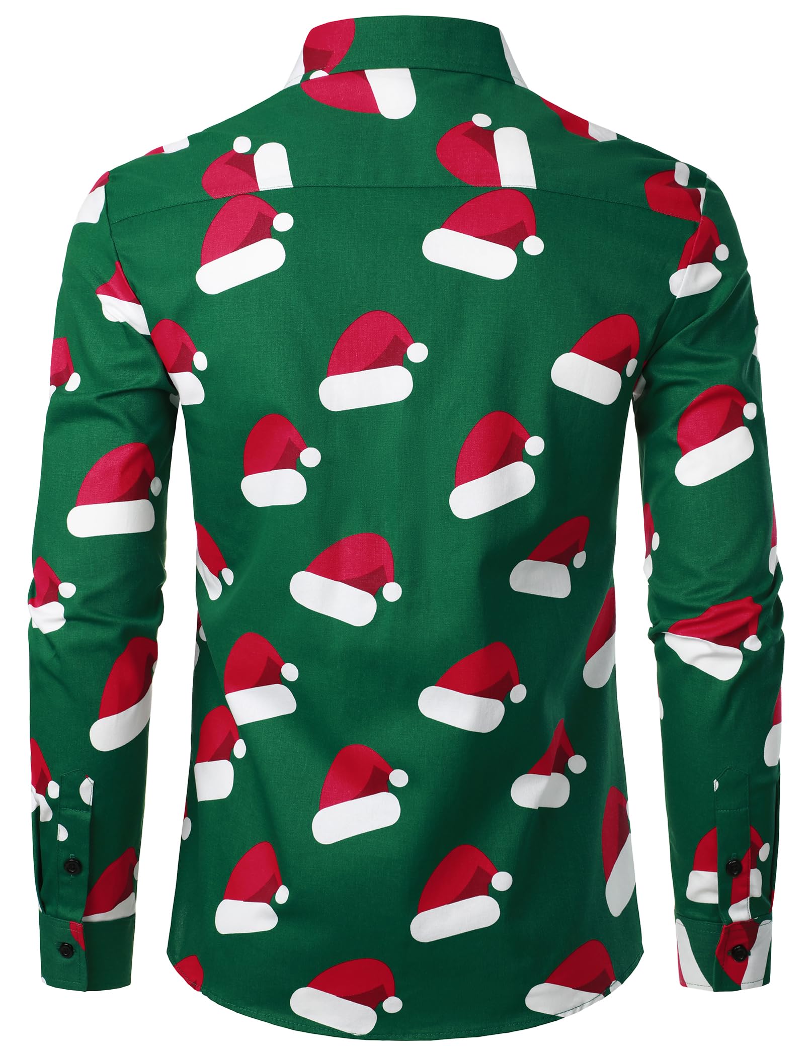JOGAL Men's Christmas Shirts - Santa Claus Holiday Party Long Sleeve Button Down Shirt for Xmas, Festive Gatherings & Office Dress Up