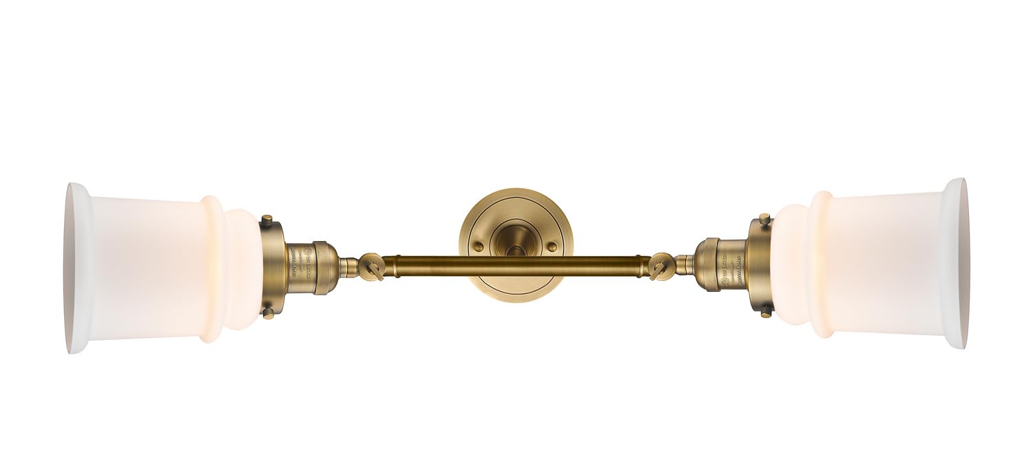 Innovations 208L-BB-G181-LED 2 Light Vertical Bathroom Vanity Light Fixture in Brushed Brass - Perfect for Modern Bathroom, Powder Room, and Dressing Area Lighting