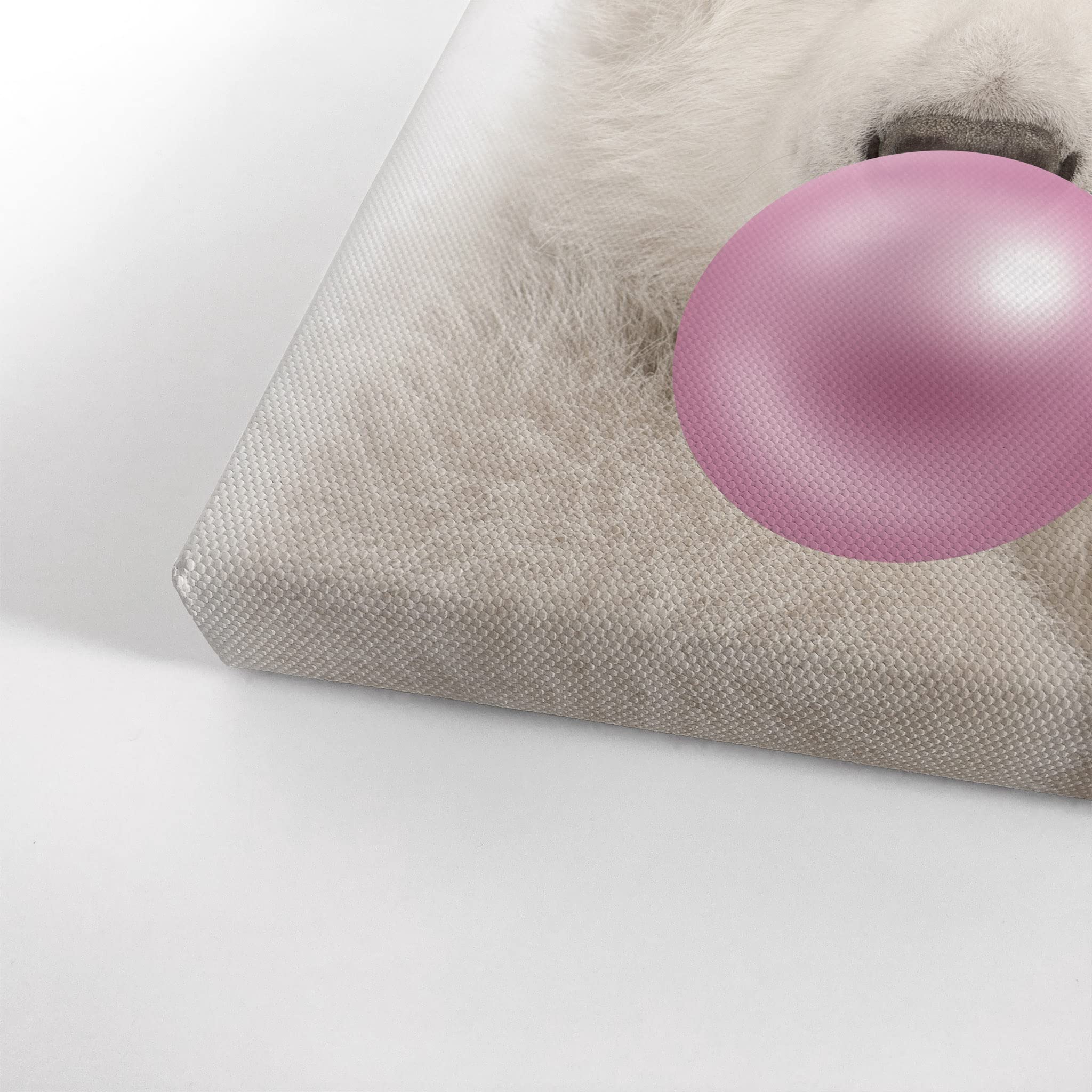 Polar Bear Chewing Pink Bubble Gum Canvas Wall Art Print - 36x24 - Smile Art Design Animal Pop Art for Office, Living Room, Bedroom & Nursery Decor - Perfect for Kids Rooms & Modern Home Interiors