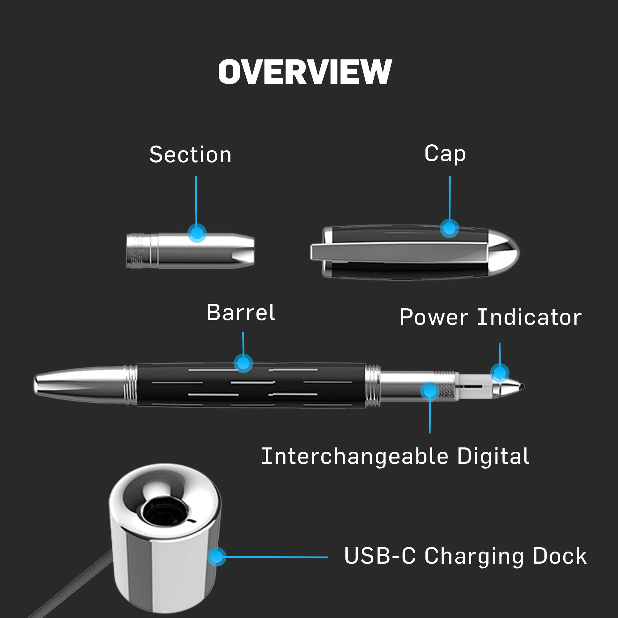 Adonit Prime (Dash) Multi-Compatible Stylus Pen with Interchangeable Digital Cartridge - Easy Switch Between iPhone & iPad - Works with iPhone 12/11 Pro/X/8 Plus & More - Perfect for Digital Art, Note-Taking & Presentations