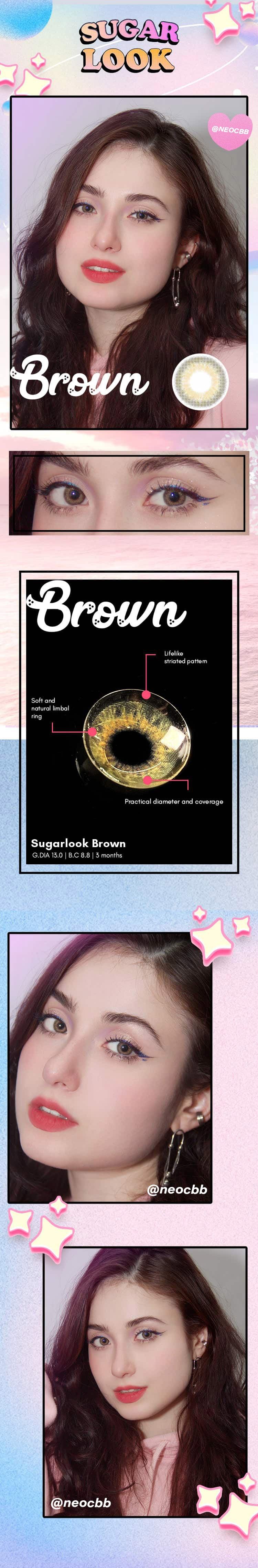 Limited Edition Sugarlook Brown Contact Lenses (1 Pair) - Perfect for Cosplay, Halloween & Special Events