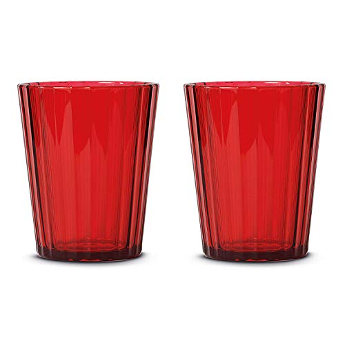 Premium Set of 2 Red Acrylic Tumblers - 16oz BPA-Free Drinking Glasses for Iced Coffee, Smoothies & Cocktails - Dishwasher Safe Cups for Home, Office & Outdoor Use