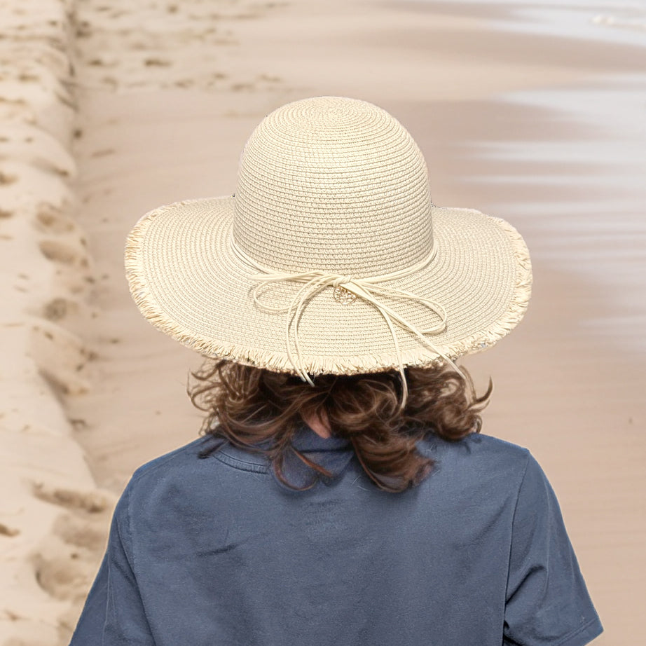 Tree of Life Wide Brim Foldable Sun Hat (57cm) - Natural Straw Beach Hat for Women, UV Protection for Outdoor, Travel, Gardening & Summer Vacations