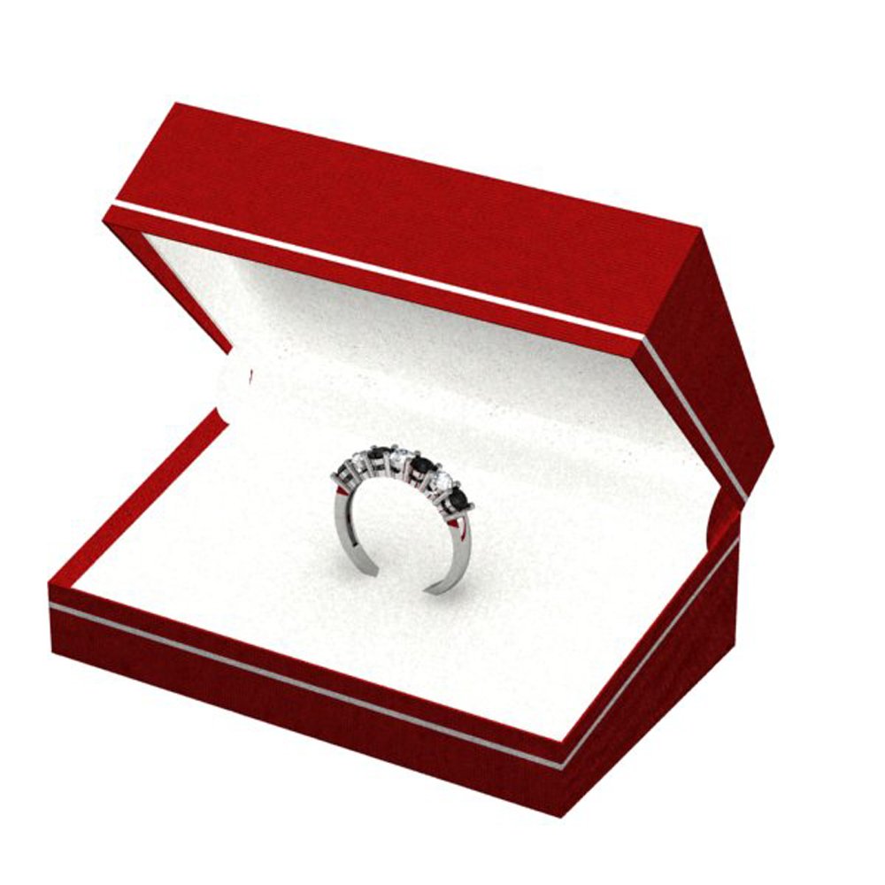 1.00 Cttw 18K White Gold Black & White Diamond Wedding Band for Women - 7 Stone Dazzlingrock Collection Ring - Perfect for Bridal Jewelry, Anniversary Gifts & Special Occasions