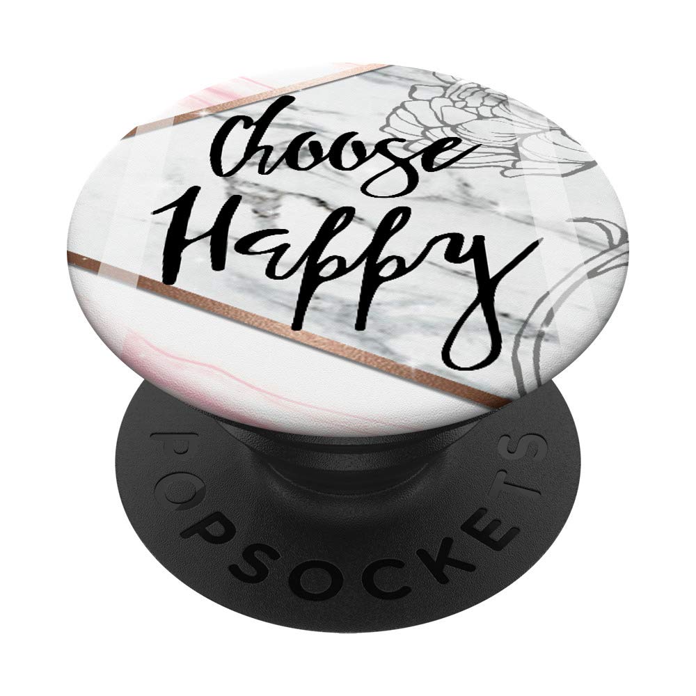 Choose Happy - Positive Women Girl Phone PopSockets PopGrip: Swappable Grip for Phones & Tablets | Perfect for Daily Use, Travel, and Selfies