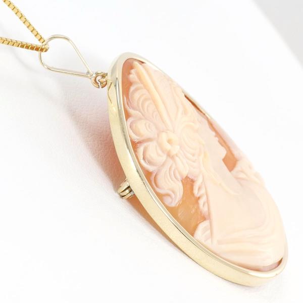 14K Yellow Gold Shell Cameo Necklace & Brooch - Vintage Elegance for Women, Perfect Gift for Weddings, Anniversaries & Special Occasions