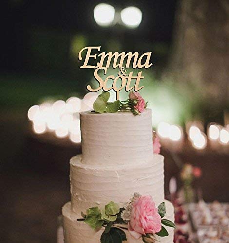 Custom Wedding Cake Topper - Rustic Wooden Cake Topper with Personalized Names - Perfect for Weddings, Anniversaries & Special Celebrations