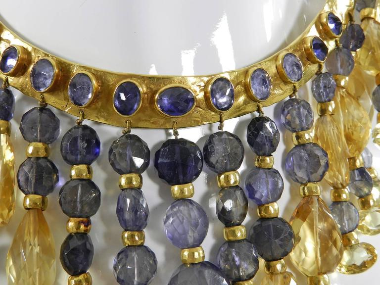 Eileen Coyne Tourmaline Hammered 22k Gold Fringe Necklace - Elegant Handmade Jewelry for Women - Perfect for Weddings, Parties & Special Occasions