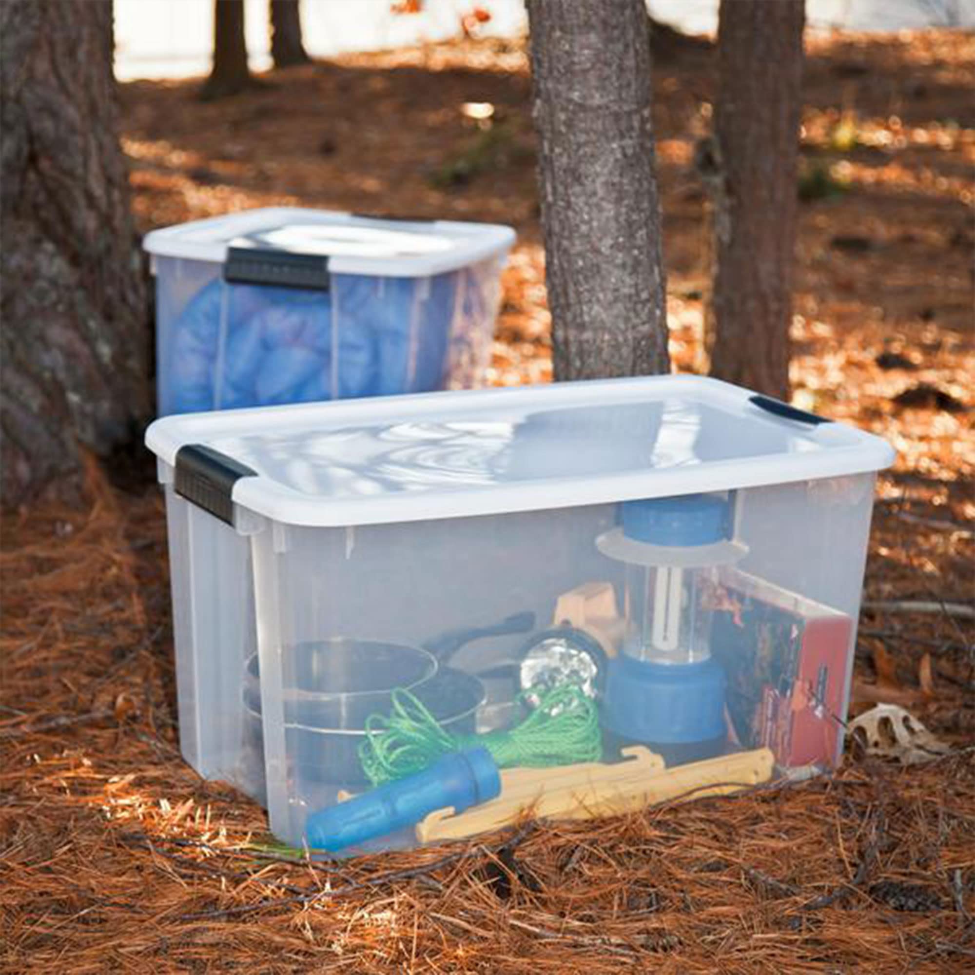 106 Quart & 66 Quart Clear Latching Plastic Storage Totes - 4 Pack Stackable Organizer Bins for Home, Garage, and Office Organization | Sterilite Storage System Solution