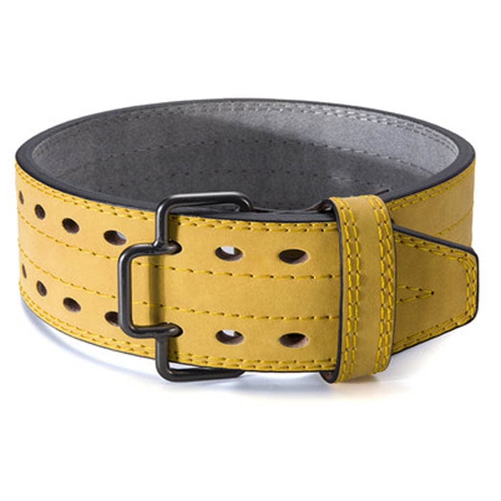 Professional Weight Lifting Belt for Men & Women - Heavy Duty Leather Squat Belt for Strength Training, Powerlifting & CrossFit - Adjustable Fitness Belt for Gym Workouts (Yellow, Small) - Perfect for Deadlifts, Squats & Weight Training