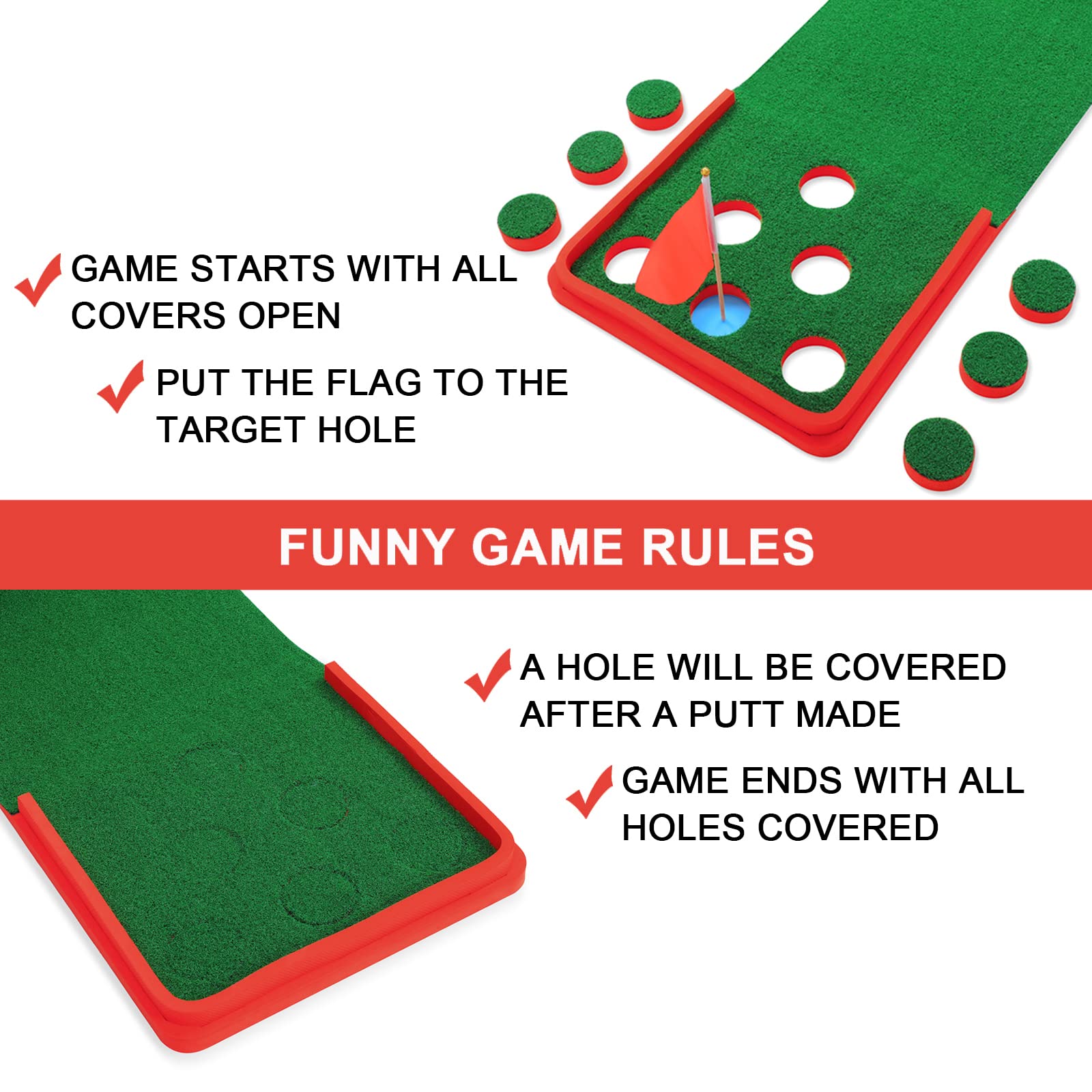 SPRAWL Golf Pong Game Set - Indoor/Outdoor Putting Mat with Practice Green & Training Aid - Perfect Golf Gift for Home, Office, Backyard - Great for Parties, Family Fun & Skill Improvement