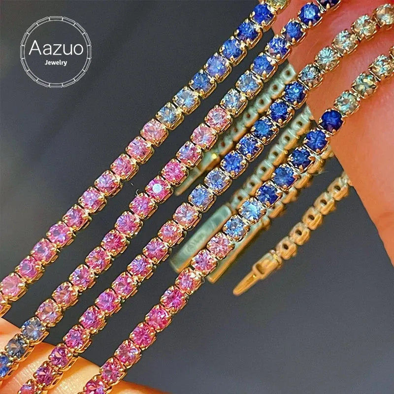 18K Yellow Gold Natural Multi-Color Sapphire Tennis Bracelet for Women - Elegant Jewelry Gift for Engagement, Anniversary & Special Occasions
