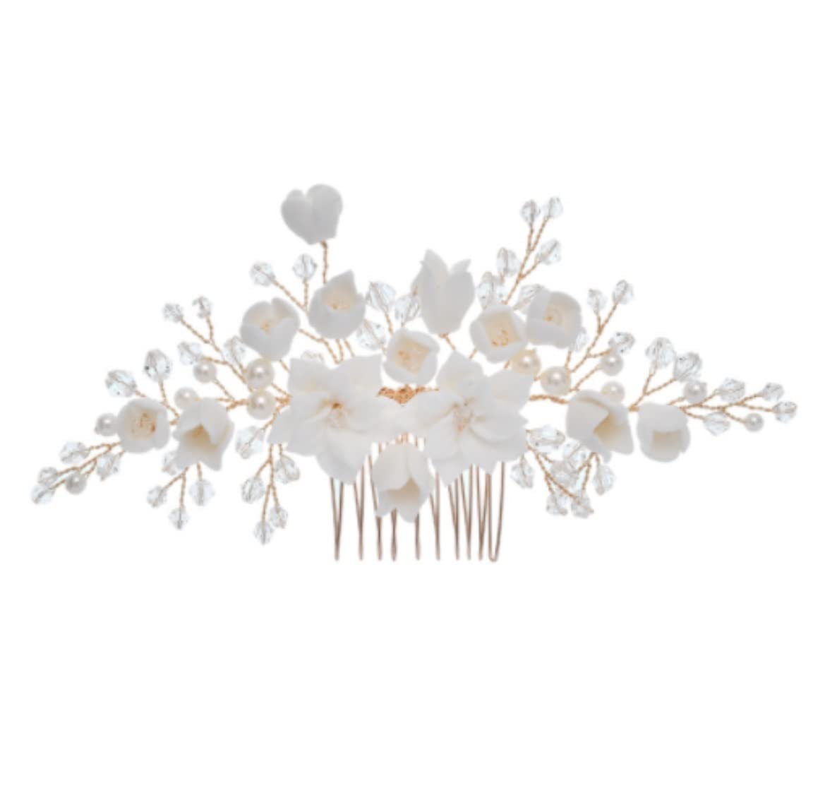 Handmade Ceramic Flower Wedding Hair Comb Set - 3pc Bridal Hair Side Combs with Clips for Bride, Bridesmaids & Special Occasions | Perfect for Weddings, Prom & Formal Events