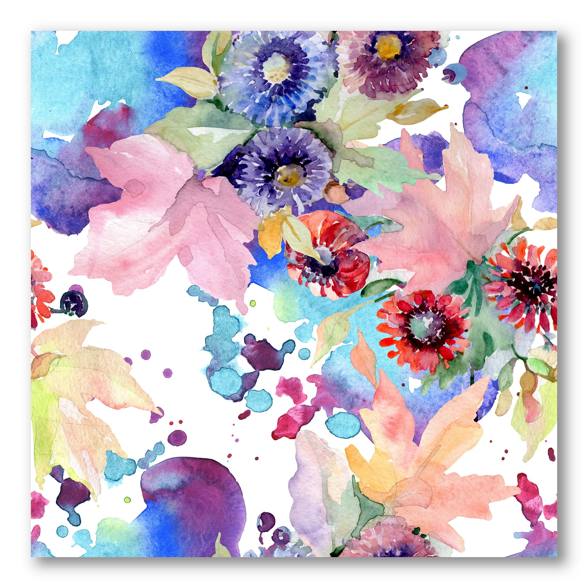 Vibrant Wild Spring Leaves and Wildflowers VIII Modern Canvas Wall Art - Nature Inspired Home Decor for Living Room, Bedroom & Office