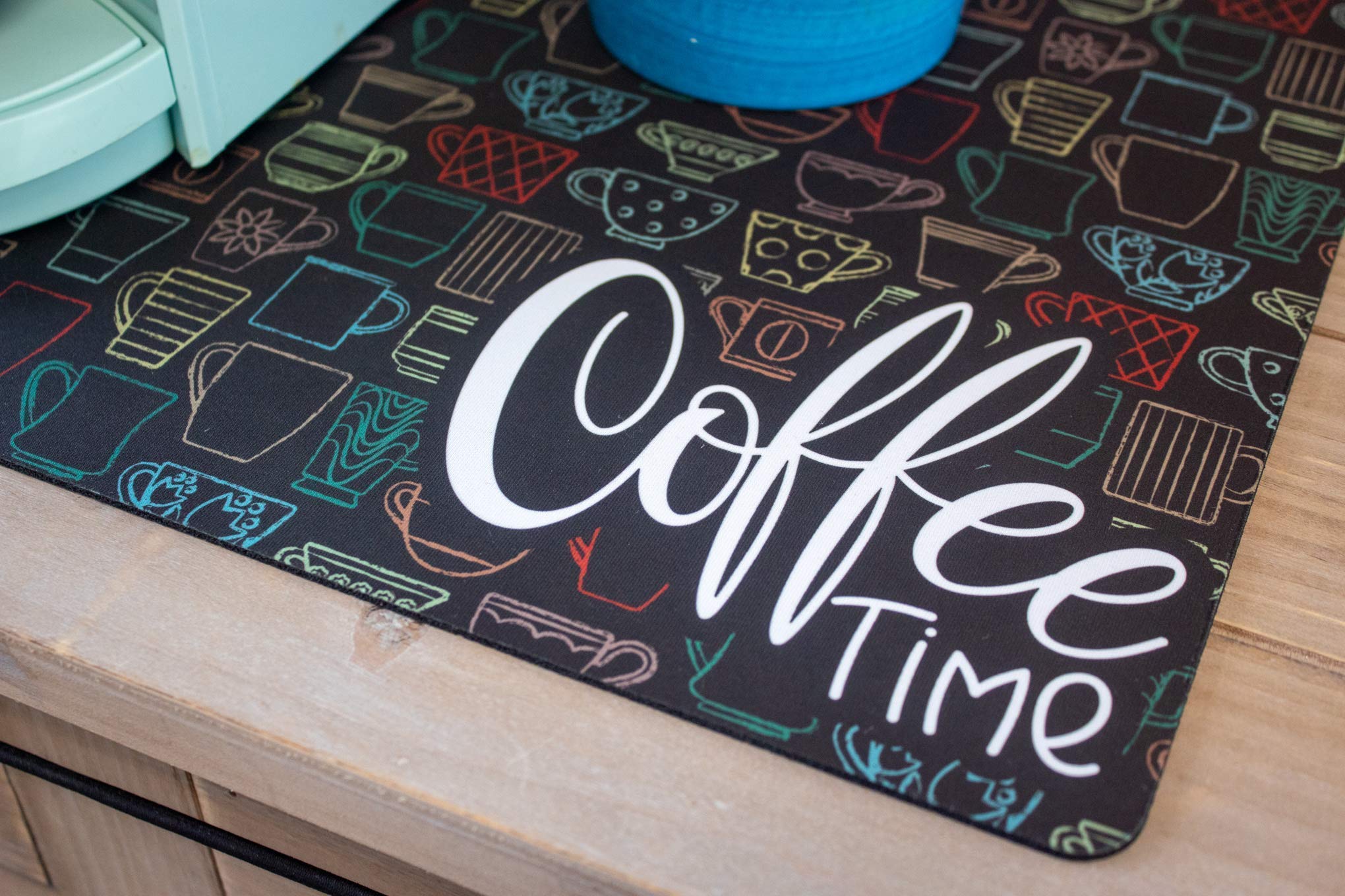 Premium Coffee Mat Placemat for Coffee Maker & Espresso Machine - 2 Sizes (12x18 & 15x20) - Washable, Non-Slip Spill Mat - USA Made - Perfect for Coffee Bars, Kitchen Countertops & Office Break Rooms