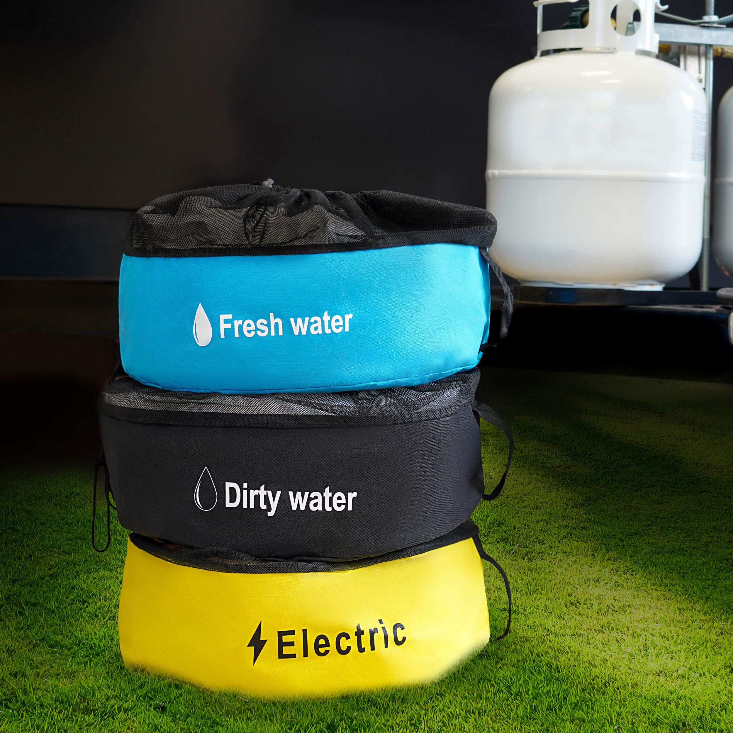 Durable RV Sewer Hose Storage Bag 3-Piece Set - Waterproof Organizer for Camping Accessories, Holds Fresh/Black Water Hoses & Electrical Cords - Perfect for RV Trips, Campgrounds & Outdoor Adventures
