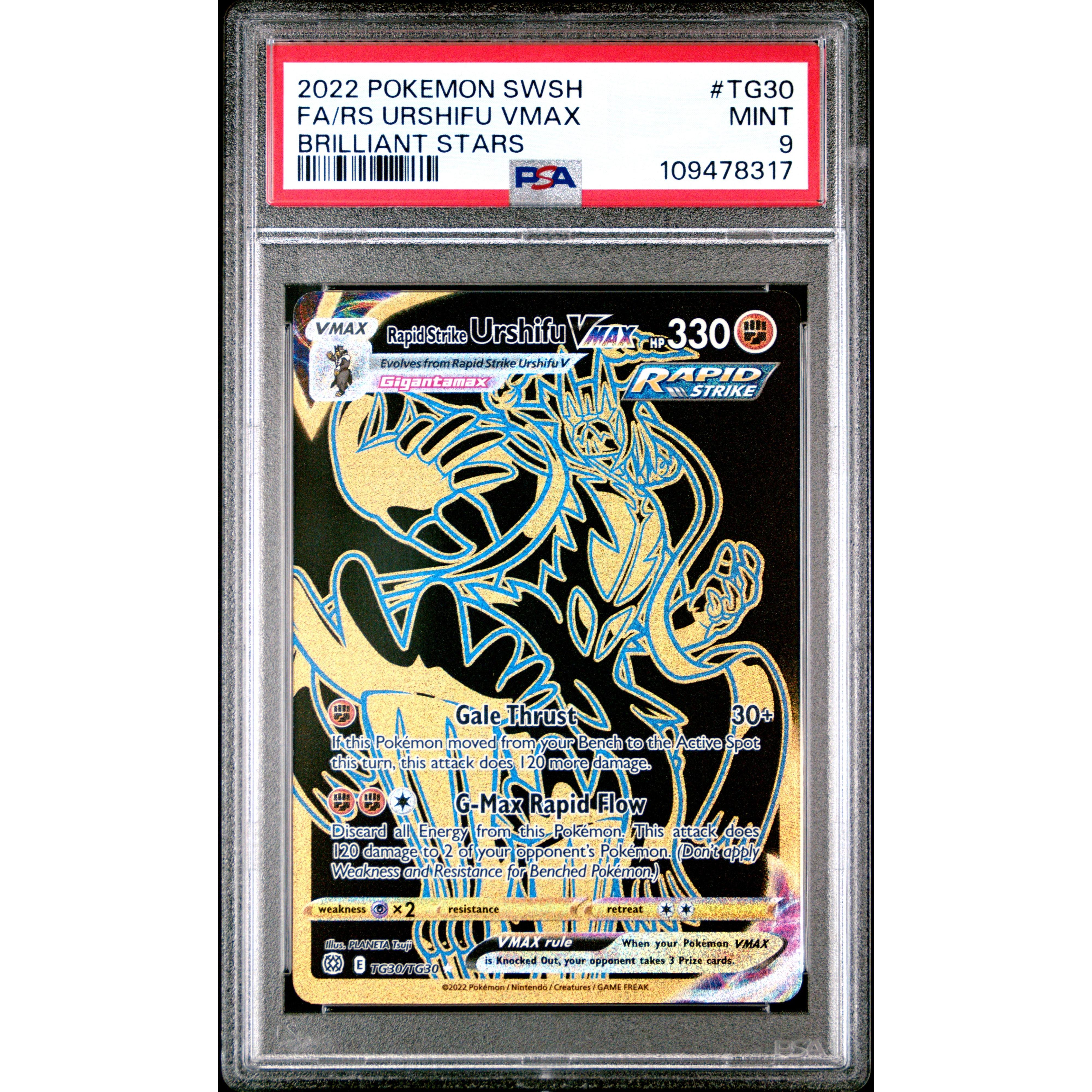 2022 Pokemon Brilliant Stars Rapid Strike Urshifu VMAX TG29/TG30 PSA 9 Graded Card - Collectible Trading Card for Pokemon TCG Players & Fans