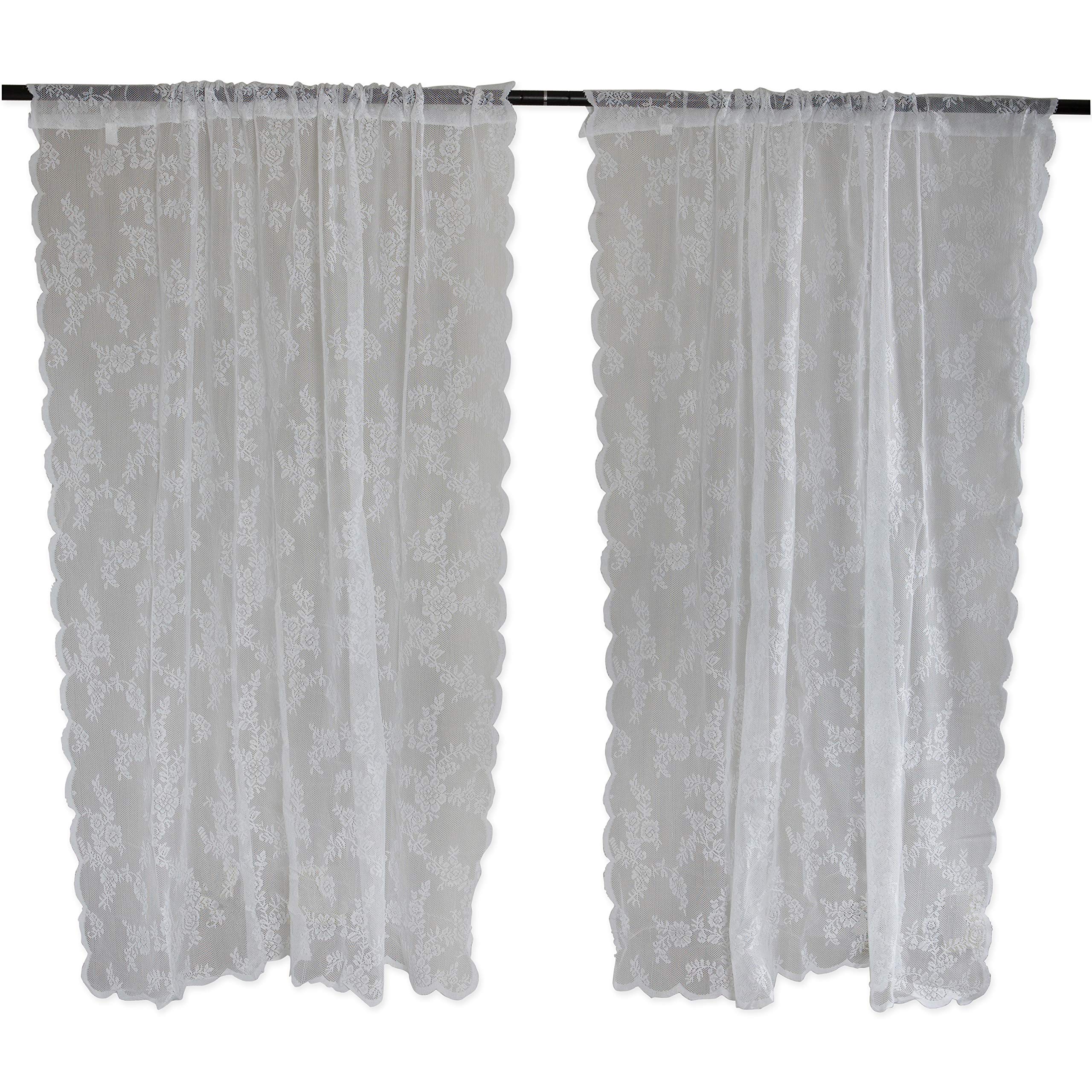 Sheer Lace Curtain Panels Set of 2 - 50x84 Inch White Floral Window Drapes for Bedroom, Living Room & Guest Room - Light Filtering Sunlight Sheers for Home Decor - Elegant & Airy Design for Sunroom, Nursery or Sitting Areas